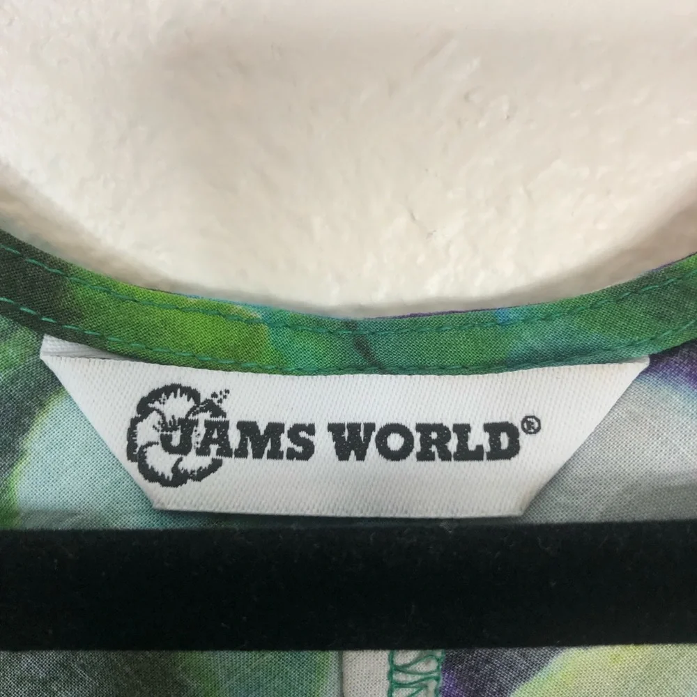 Jams World Jasper print dress casual Hawaiian summer cap sleeve v neck mini - Picture 4 of 9